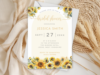 Sunflowers Arch Bridal Shower Personalised Invitations and Thank You Cards  from £4.45