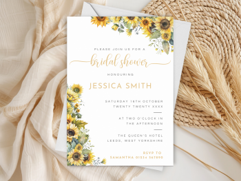 Sunflowers Bridal Shower Personalised Invitations and Thank You Cards  from £4.45