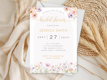 Wildflowers Arch Bridal Shower Personalised Invitations and Thank You Cards  from £4.45