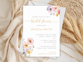 Wildflowers Bridal Shower Personalised Invitations and Thank You Cards  from £4.45