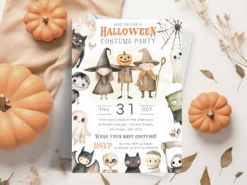 Halloween Fun Characters Costume Party Invitations from £4.45