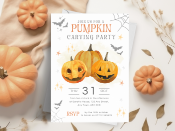 Halloween Pumpkin Carving Party Invitations from £4.45