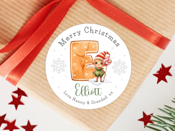Gingerbread Initial Personalised Christmas Stickers