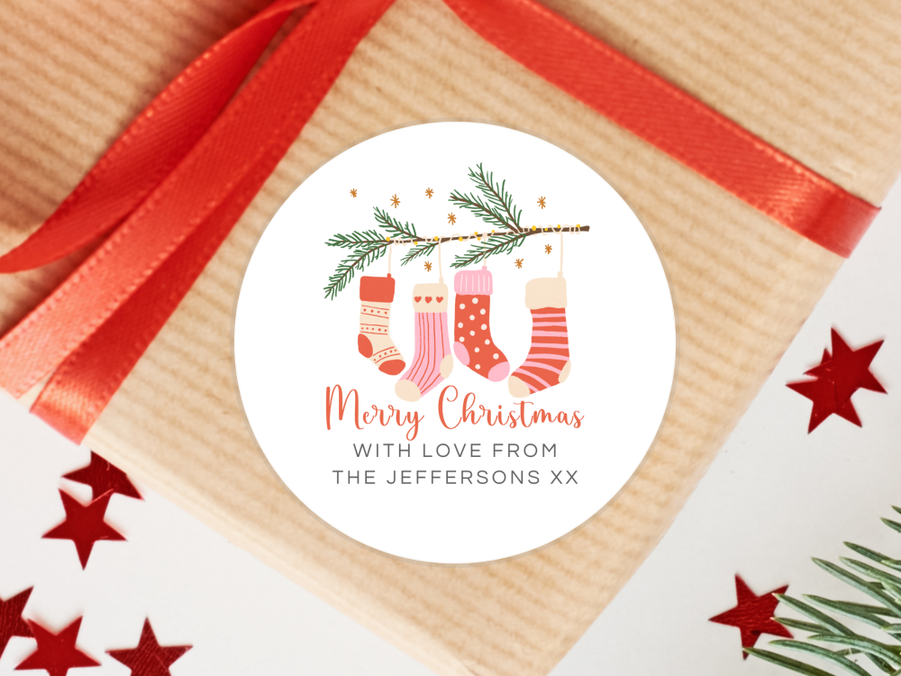 Hanging Stockings Personalised Christmas Stickers