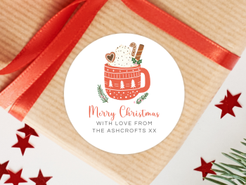 Hot Chocolate Personalised Christmas Stickers