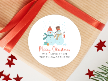 Snow Couple Personalised Christmas Stickers
