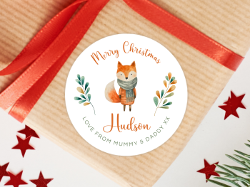 Winter Fox Personalised Christmas Stickers