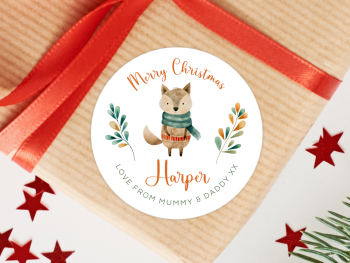 Winter Wolf Personalised Christmas Stickers