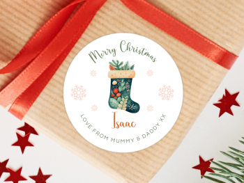 Winter Stocking Personalised Christmas Stickers