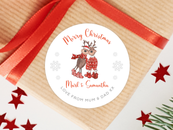 Reindeer Couple Personalised Christmas Stickers