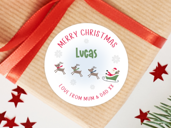 Santa & Sleigh Personalised Christmas Stickers