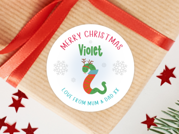 Cute Snake Personalised Christmas Stickers