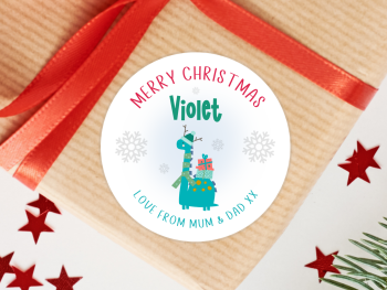 Diplodocus Dino Personalised Christmas Dinosaur Stickers