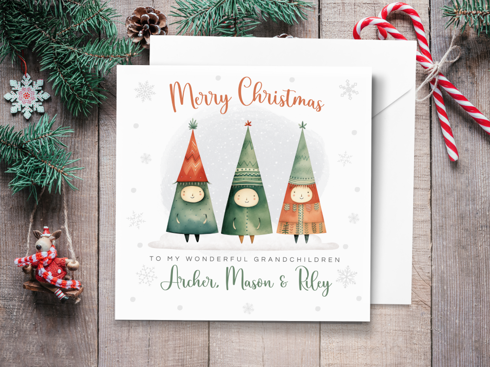 Christmas Tree Children Personalised Christmas Card