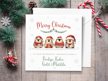 Cute Penguins Personalised Children's Christmas Card