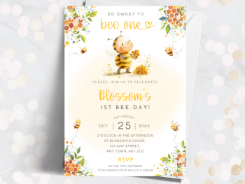 So Sweet To Bee One Personalised Birthday Invitations from £4.45