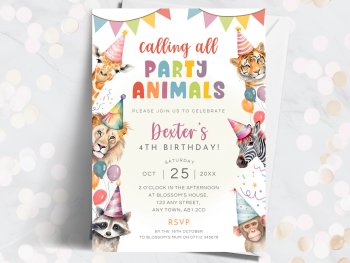 Calling All Party Animals! Personalised Birthday Invitations from £4.45