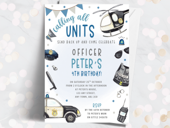 Police Car Personalised Birthday Invitations from £4.45