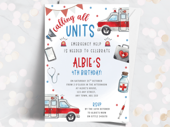Ambulance Personalised Birthday Invitations from £4.45