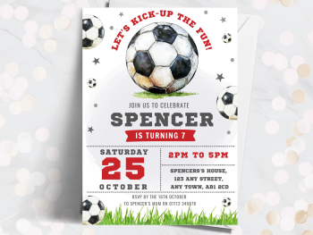 RED Football Personalised Birthday Invitations from £4.45