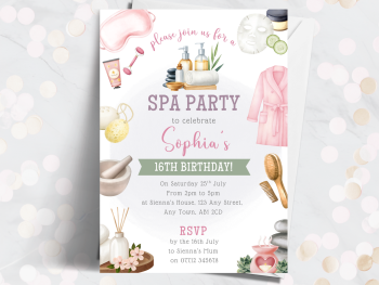 Spa Party Personalised Birthday Invitations from £4.45