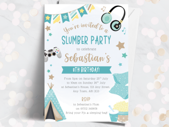 Boy's Teepee Slumber Party Personalised Birthday Invitations from £4.45