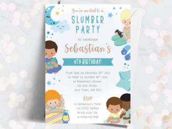 Boy's Slumber Party Personalised Birthday Invitations from £4.45