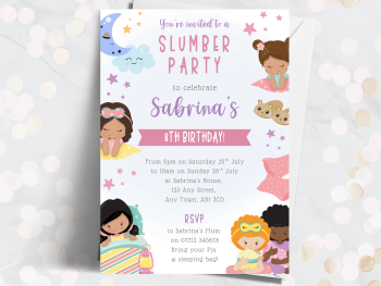 Girl's Slumber Party Personalised Birthday Invitations from £4.45
