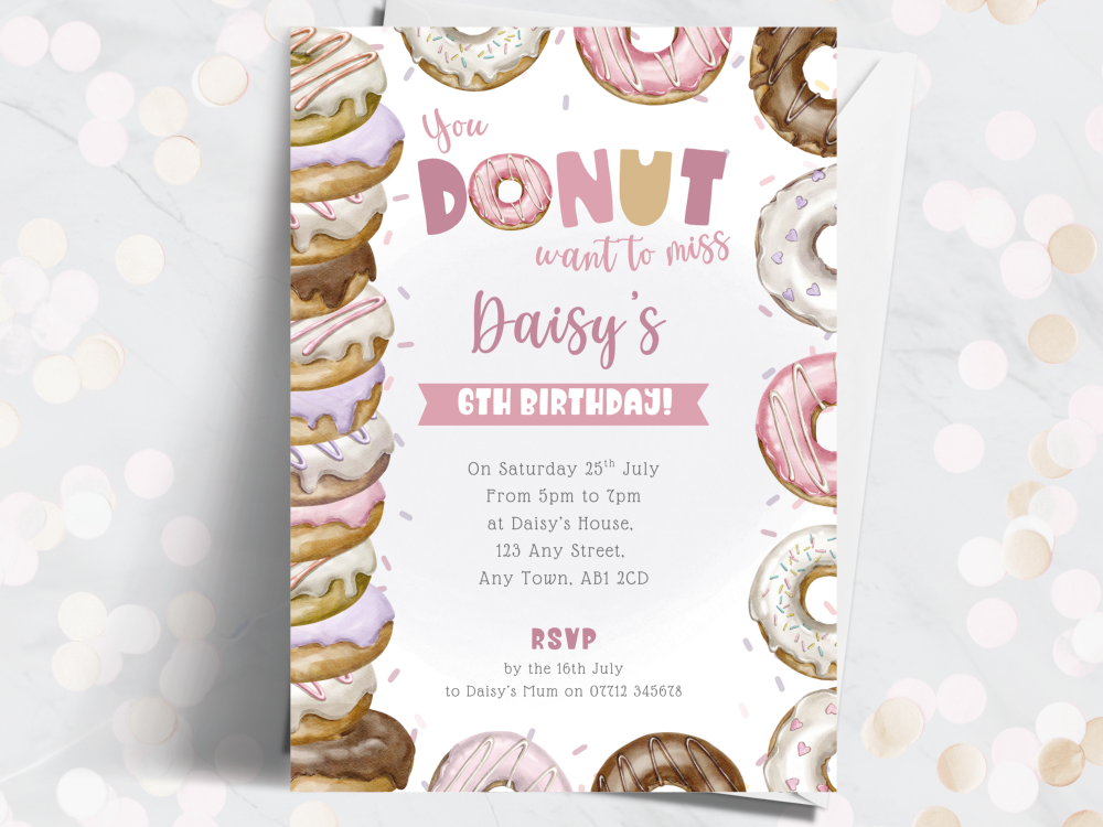 Donuts Party - You Donut Want To Miss Personalised Birthday Invitations from £4.45