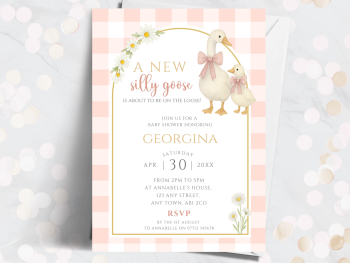 Pink Silly Goose Baby Shower Personalised Invitations from £4.45