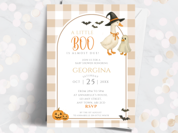 Halloween Little Boo Goose Baby Shower Personalised Invitations from £4.45