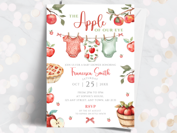 Apple Of Our Eye Baby Shower Personalised Invitations from £4.45