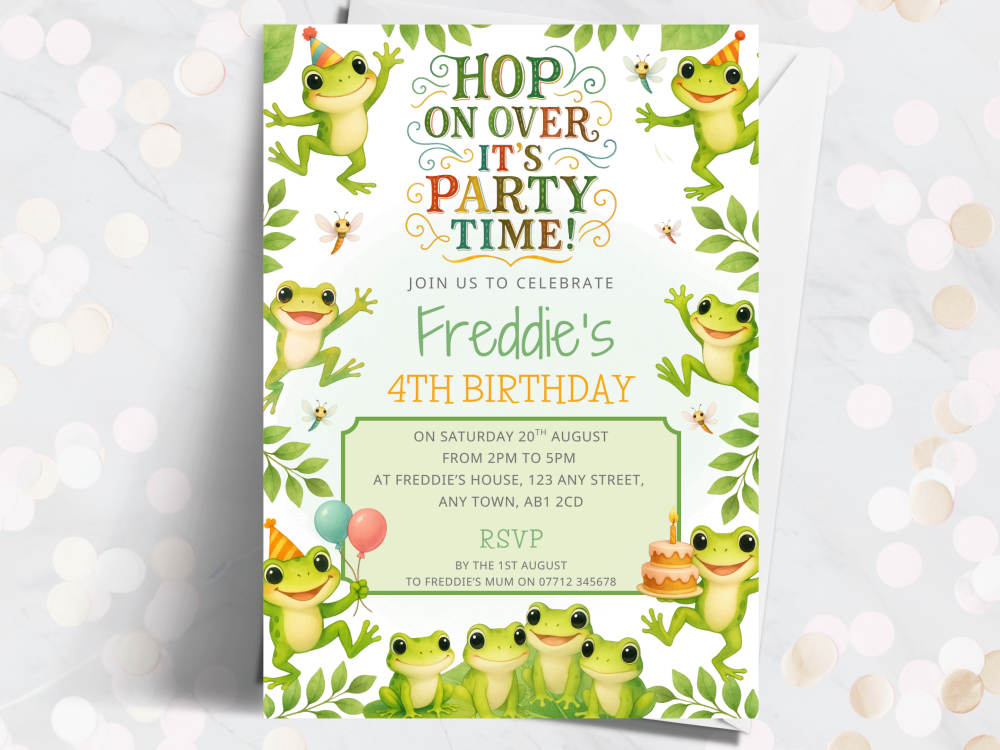 Party Frogs Personalised Birthday Invitations from £4.45