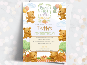 Teddy Bear's Picnic Personalised Birthday Invitations from £4.45
