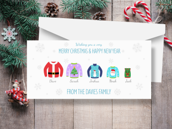 Jumpers/Sweaters Personalised Family Christmas Cards - Pack of 10