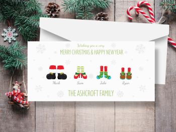 Christmas Feet Personalised Family Christmas Cards - Pack of 10