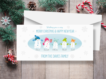 Snowboys and Snowgirls Personalised Family Christmas Cards - Pack of 10
