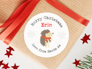 Hedgehog Personalised Christmas Stickers