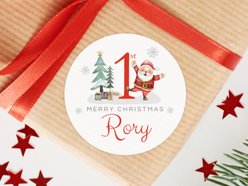 Baby's First Christmas RED Personalised Stickers