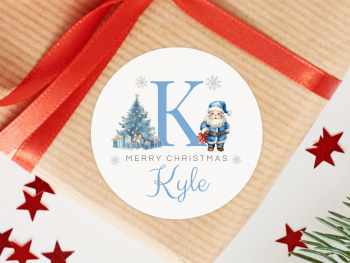 BLUE Initial Personalised Christmas Stickers