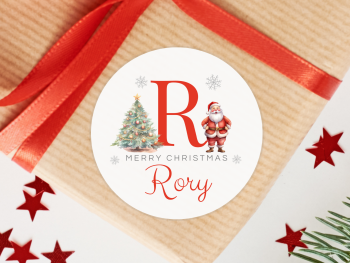RED Initial Personalised Christmas Stickers