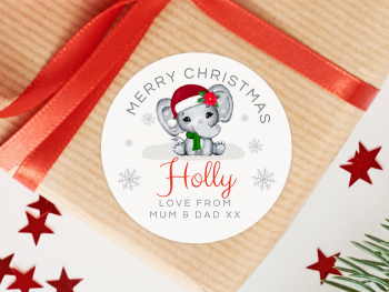Elephant Personalised Christmas Stickers