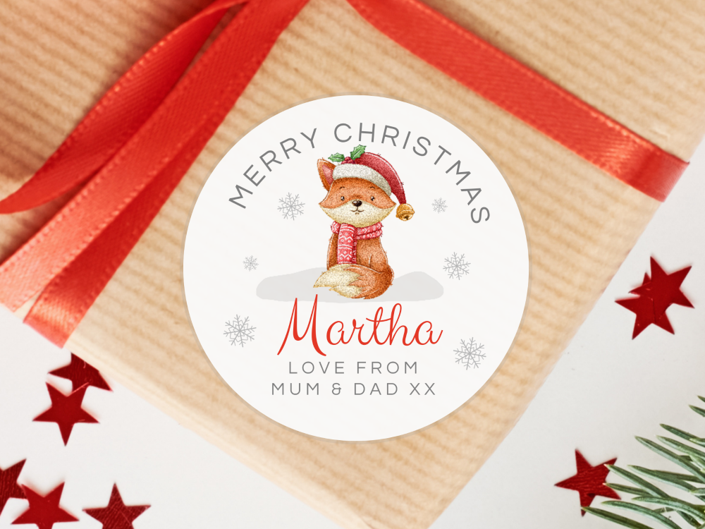 Fox Personalised Christmas Stickers