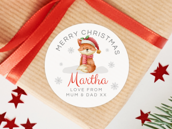 Fox Personalised Christmas Stickers