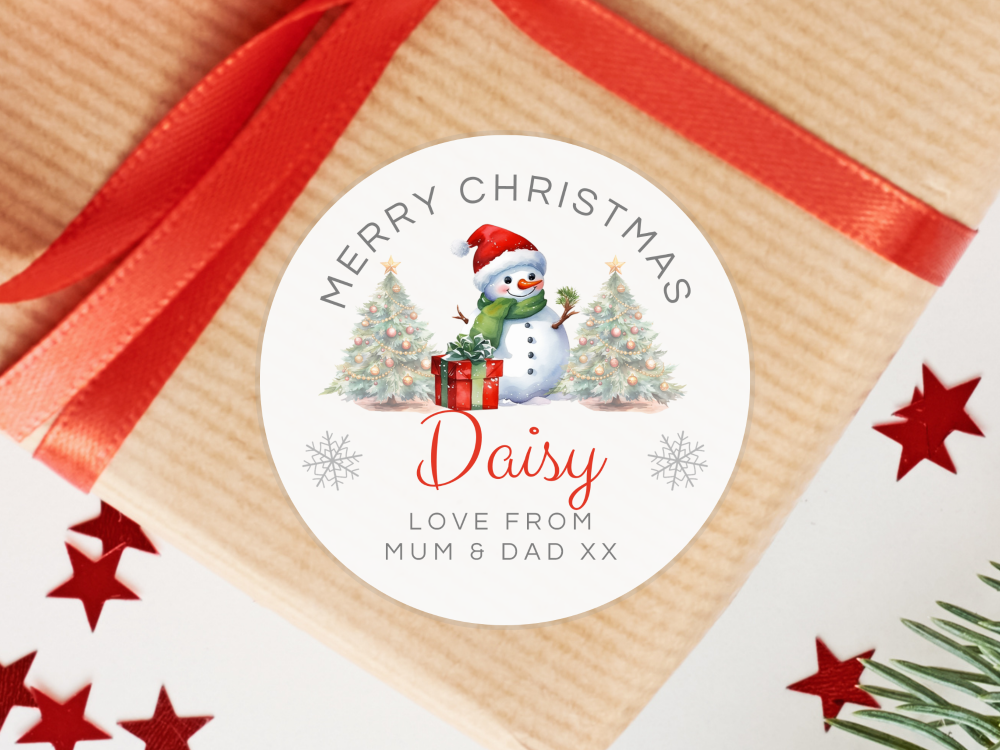 Snowman Personalised Christmas Stickers
