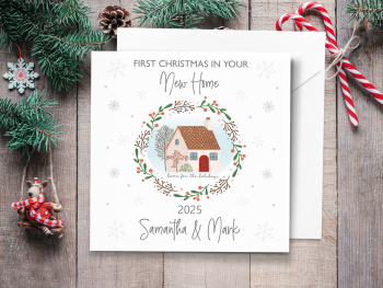 First Christmas In Your New Home - Wreath - 2025 Personalised Christmas Card