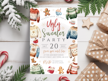 Ugly Sweater Christmas Party InvitationsDIGITAL or PRINTED