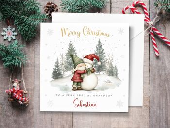 Gnome & Snowman Personalised Christmas Card