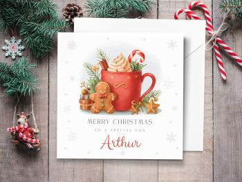 Red Hot Chocolate & Gingerbread Personalised Christmas Card