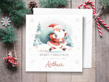 Red Santa Claus Personalised Christmas Card